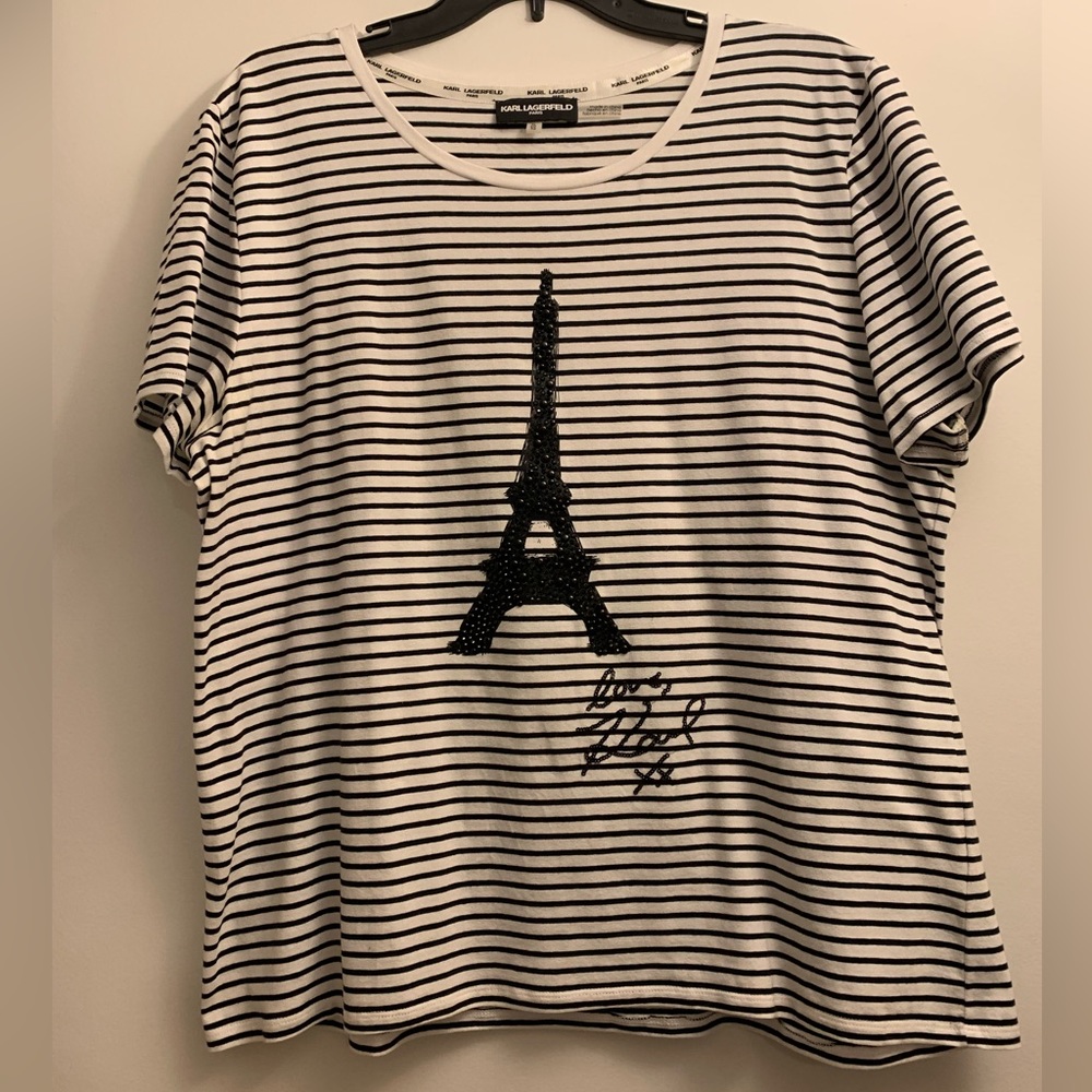 Karl Lagerfeld Striped Eiffel Tower T-shirt